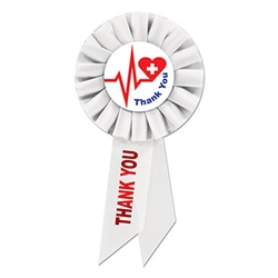 These patriotic rosettes are a fun and colorful way to show your appreciation for all they do. Measures (6-1/2) inches long by (3-1/2) inches wide with a pin on the back.