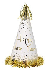 Giant Gold Happy New Year Cone Hat
