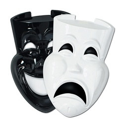 Black and White Comedy and Tragedy Faces (2/pkg)