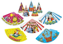 Packaged Assorted Circus Birthday Hats (sold 12 per box)