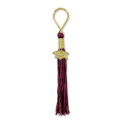 Maroon Tassel Key Chain