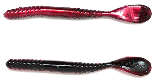 5 Paddle Tail Red Shad Green Glitter