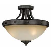 VAXCEL  Halifax 2-Light Semi-Flush Mount in Rustic and Bowl Style