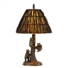 Cal Lighting Bear Cubs Resin Table Lamp w/ Twig Shade- Cast Bronze