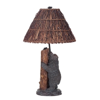 CAL Lighting Bear & Bee Resin Table Lamp w/ Twig Shade- Antique Bronze