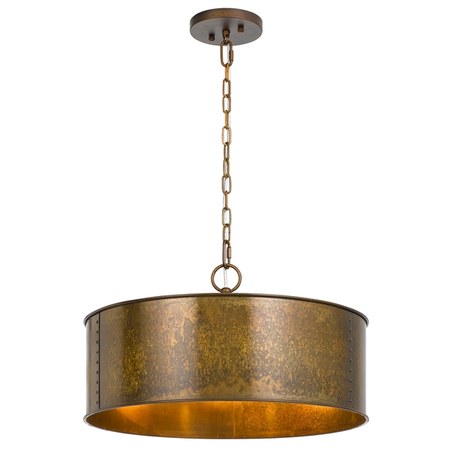 CAL Lighting Rochefort Metal 3 Light Pendant- Distress Gold