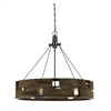 CAL Lighting Bradford 9 Light Metal & Wood Chandelier- Smoky Wood