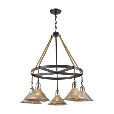 ELK Hand Formed Glass Collection 5-Light LED Chandelier in Oil Rubbed Bronze- 10436/5CH