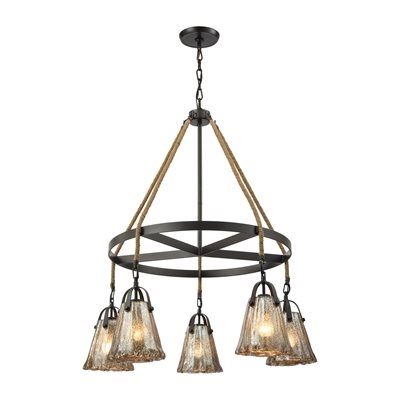 ELK Hand Formed Glass Collection 5-Light LED Chandelier in Oil Rubbed Bronze- 10631/5CH