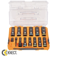 Klein KNECT 1/2-Inch Drive Deep Well Impact Socket Set, Metric, 14-Piece 65111IMPCTM