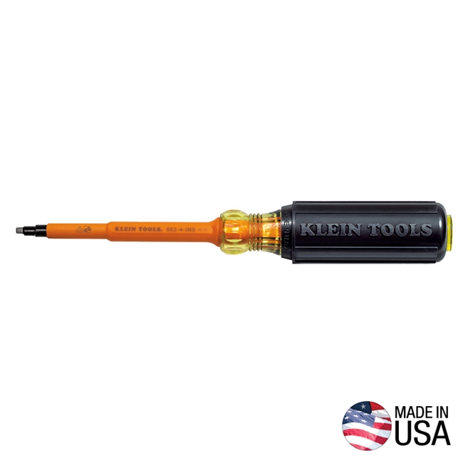 Klein  Insulated Screwdriver, #2 Square, 4-Inch Round Shank 662-4-INS