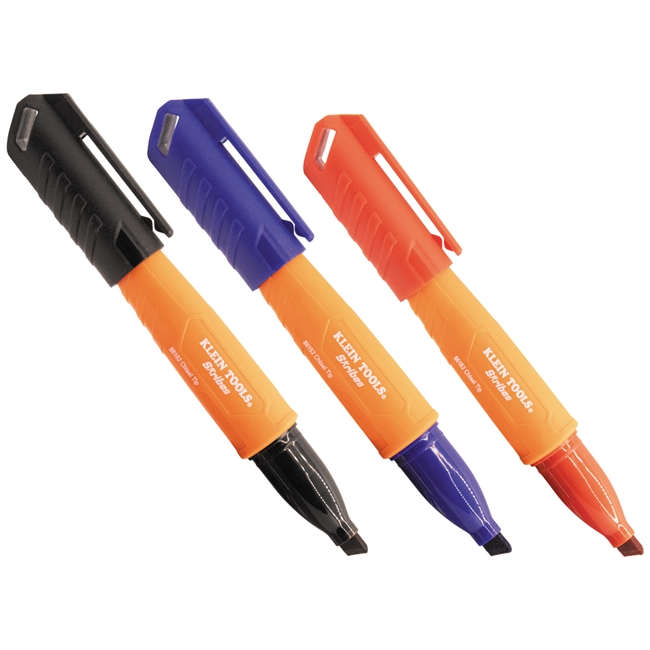 Klein Skribes Chisel Tip Permanent Markers, Multi-Color, 3-Piece 861923