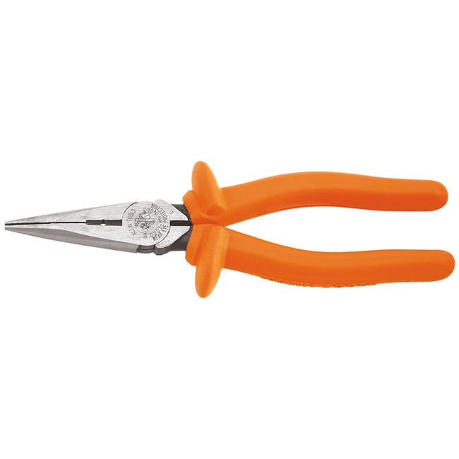 Klein  Insulated Long Nose Pliers, Side-Cutting/Stripping D203-8N-INS