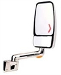 715218 Velvac RV Chrome Passenger Mirror  Special Radius Base, 10" Arm with Turn Signal