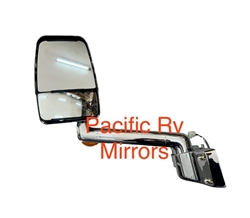 715291-4 Velvac RV Chrome Driver Mirror 9" Radius Base w/ 5 Degree Tilt, 14" Arm with Turn Signal