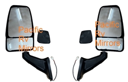 Velvac RV Black VMAX Head Mirror Set No Turn Signal W/ Wire Kit & Switch