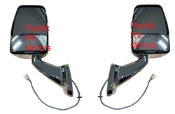 Velvac RV  Chrome Mirror Set No Turn Signal W/ Wire Kit & Switch