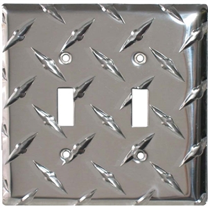 Performance World 12 Diamond Plate Chrome Double Light Switch Cover