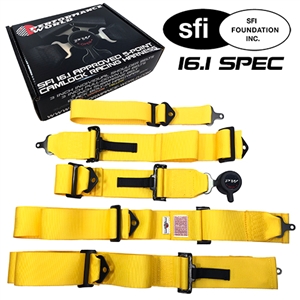 Performance World 270540  SFI 16.1 5-Point Camlock Racing Harness Yellow. NHRA Accepted