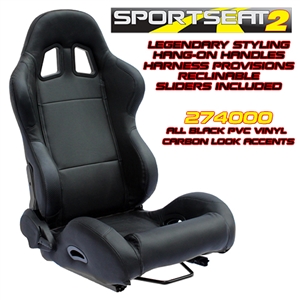 Performance World 274000 SportSeat2 Racing Black Synthetic Leather Seats. Pair