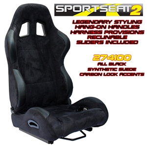Performance World 274100 SportSeat2 Racing Black Synthetic Suede Seats. Pair