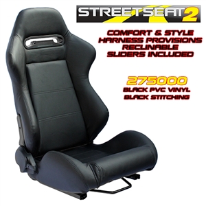 Performance World 275000 StreetSeat2 Racing Black Synthetic Leather Seats. Pair