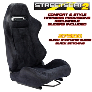 Performance World 275100 StreetSeat2 Racing Black Synthetic Suede Seats. Pair