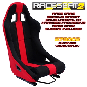 Performance World 278002 RaceSeat2 Racing Seat. Black Nylon w/Red Accents. Sold Each