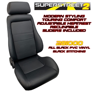 Performance World 281000 SuperStreet2 Touring Black Synthetic Leather Seats. Pair