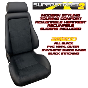 Performance World 281200 SuperStreet2 Touring Black Synthetic Leather/Suede Seats. Pair