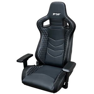 Performance World 290001 Black Adjustable Office Gaming Chair. White Stitching