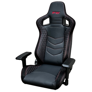 Performance World 290002 Black Adjustable Office Gaming Chair. Red Stitching
