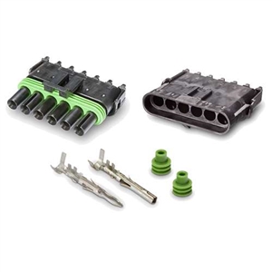 Performance World 320406 6-Pin Delphi Weatherpack Connectors 1/pk. Includes male, female, pins and seals.