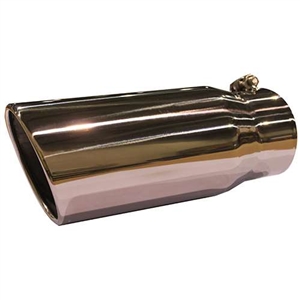 Performance World 428120 T304 Rolled Angle Stainless Steel Exhaust Tip. 4.00" inlet, 5.00" outlet, 12" long.
