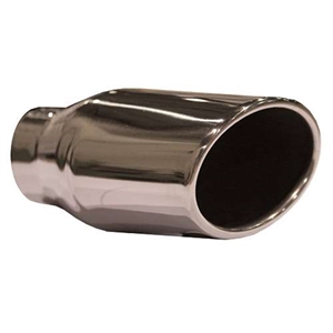 Performance World 428300 T304 Rolled Angle Stainless Steel Exhaust Tip. 2.50" inlet, 3.00"x4.00" oval outlet, 8" long.