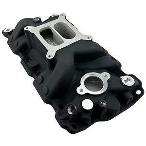 Performance World 650000BK SB Chevrolet '55-'86 283-400 Dual Plane Intake Manifold. Black.