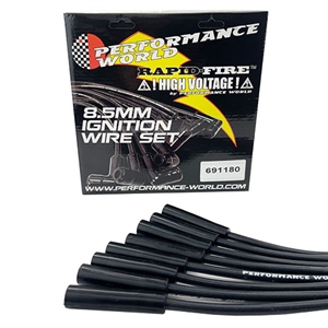 Performance World 691180 RapidFire 8.5mm Straight Boot Universal Ignition Wire Set. Black.