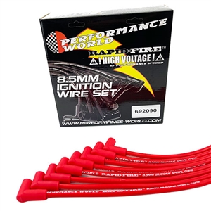 Performance World 692090 RapidFire 8.5mm 90 Degree Boot Universal Ignition Wire Set. Red.