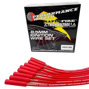Performance World 692180 RapidFire 8.5mm Straight Boot Universal Ignition Wire Set. Red.
