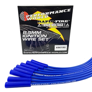 Performance World 696180 RapidFire 8.5mm Straight Boot Universal Ignition Wire Set. Blue.
