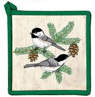 Chickadee Pine Cone Pot Holder