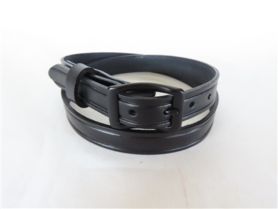 42" Black Full-Grain Leather Belt Creased