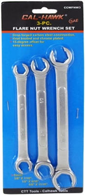 3 pc Flare Nut Wrench Set SAE