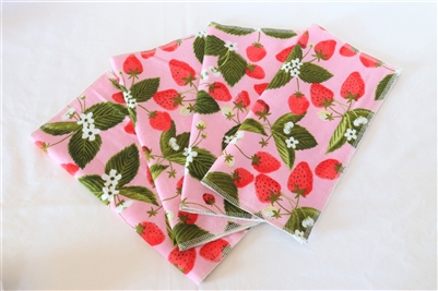 4 Reusable Napkin or Cleaning Cloth - Strawberries