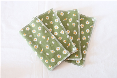 4 Reusable Napkin or Cleaning Cloth - Daisies