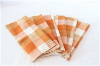 6 Reusable Napkin or Cleaning Cloth - Orange Checked