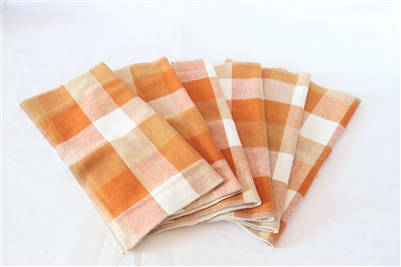 6 Reusable Napkin or Cleaning Cloth - Orange Checked