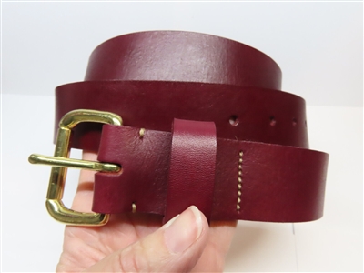 39" Burgundy Full-Grain Leather Belt