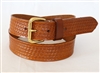 37" Lt Brown Full-Grain Leather Belt Basketweave