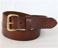 37" Brown Full-Grain Leather Belt with Cross